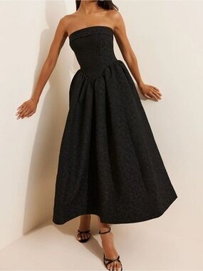 bhldn lia strapless bow midi dress BHLDN Lia Strapless Bow Midi Dress